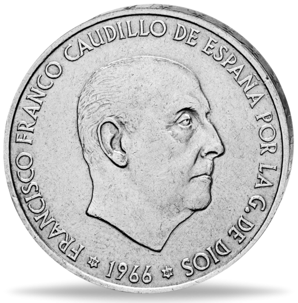 Spanien, 100 Pesetas 1966-1970, General Franco - Silber - Münze Vorderseite