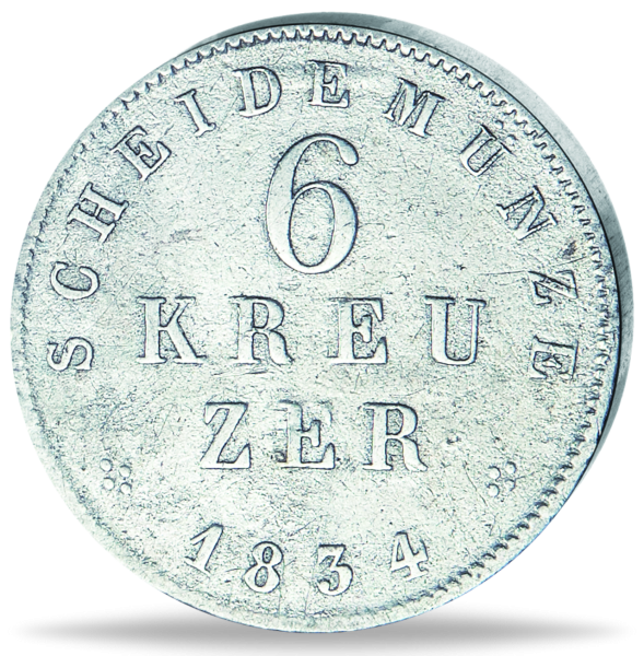 6 Kreuzer Großherzogtum Hessen - Vorderseite Münze