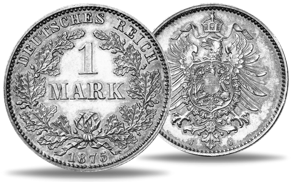 1 Mark kleiner Adler 1875 - Silber Stempelglanz Fein | Münzen  