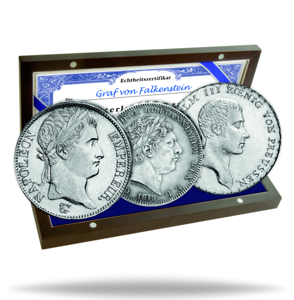 Frankreich/England/Preußen, Waterloo-Silbersatz (3 Münzen) - Silber