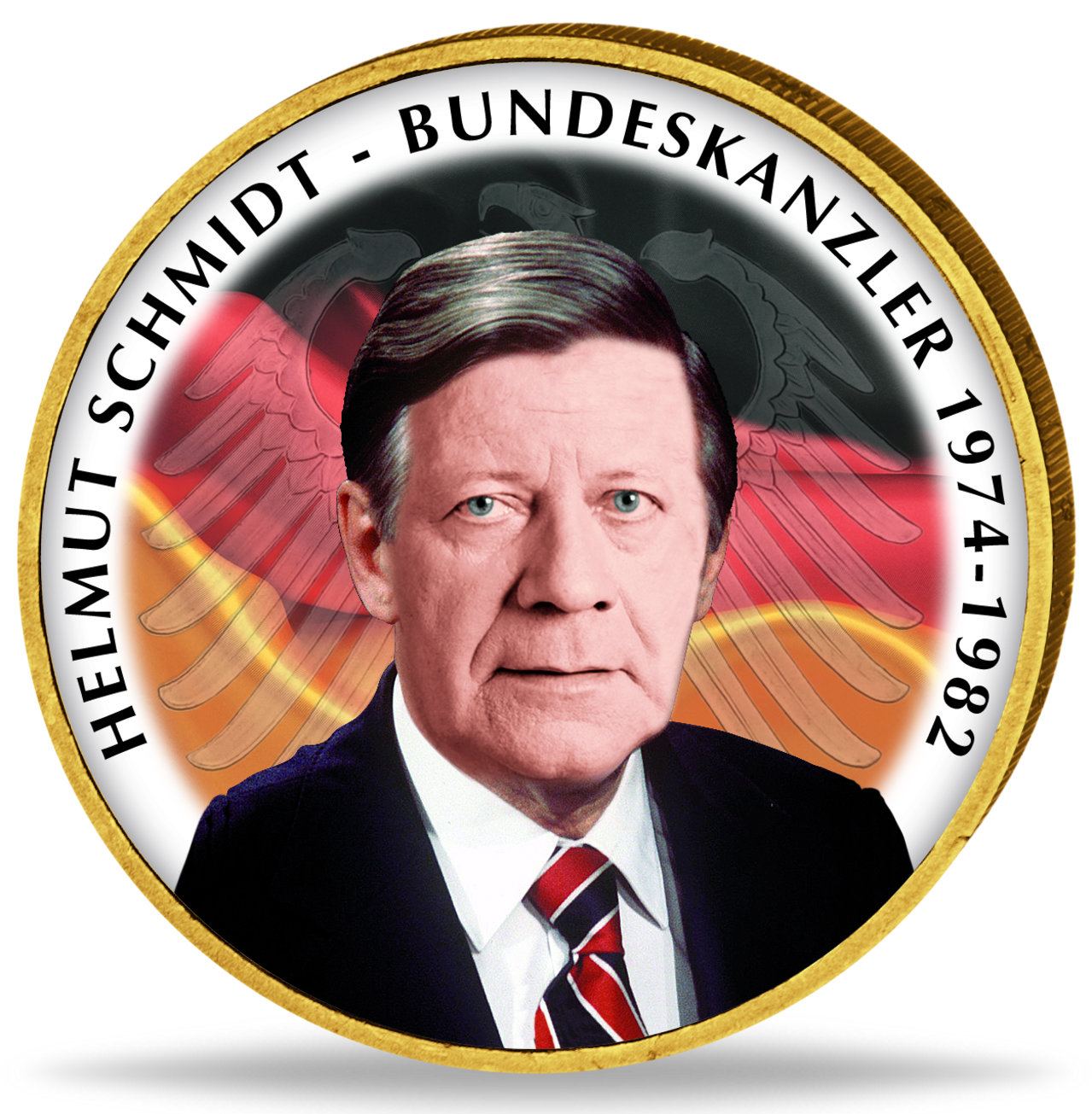 2 Euro Bundeskanzler Helmut Schmidt mit Farbapplikation Münzen