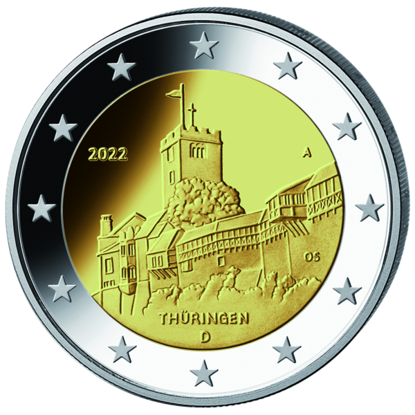 2 Euro Wartburg - Thüringen - Münze Vorderseite