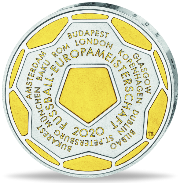 20 Euro Fussball vergoldet - Münze Vorderseite