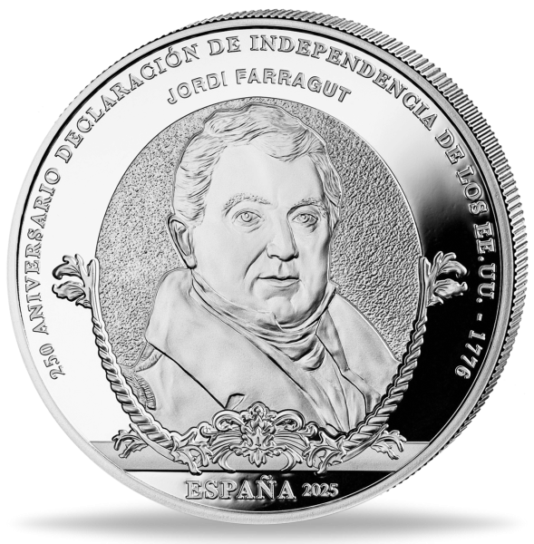 Spanien, 10 Euro Jordi Farragut, 2025, Silber, PP - Münze Vorderseite