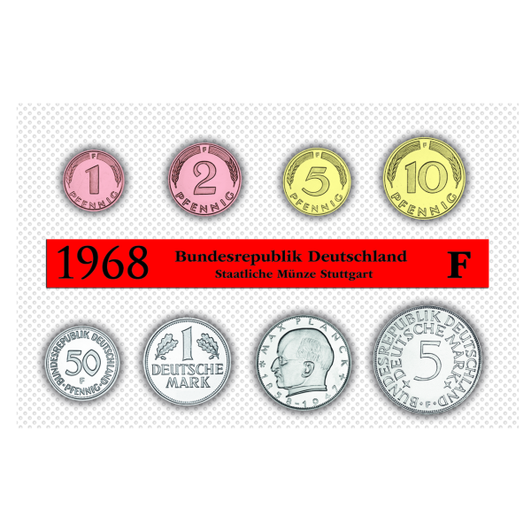 Offizieller BRD-Kursmünzensatz „1968 - PP - F“