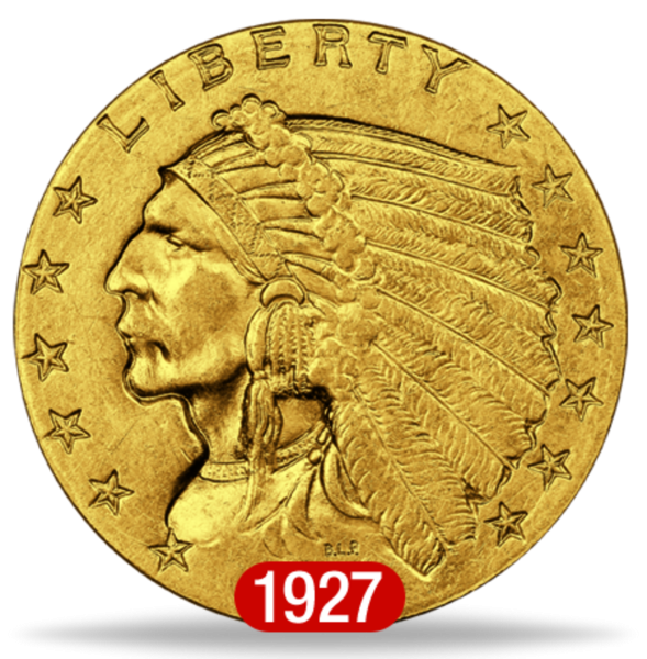 2,5 Dollar Indian-Chief 1927 - Vorderseite Münze