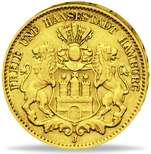 10 Mk Hamburg Stadtwappen - Münze Vorderseite