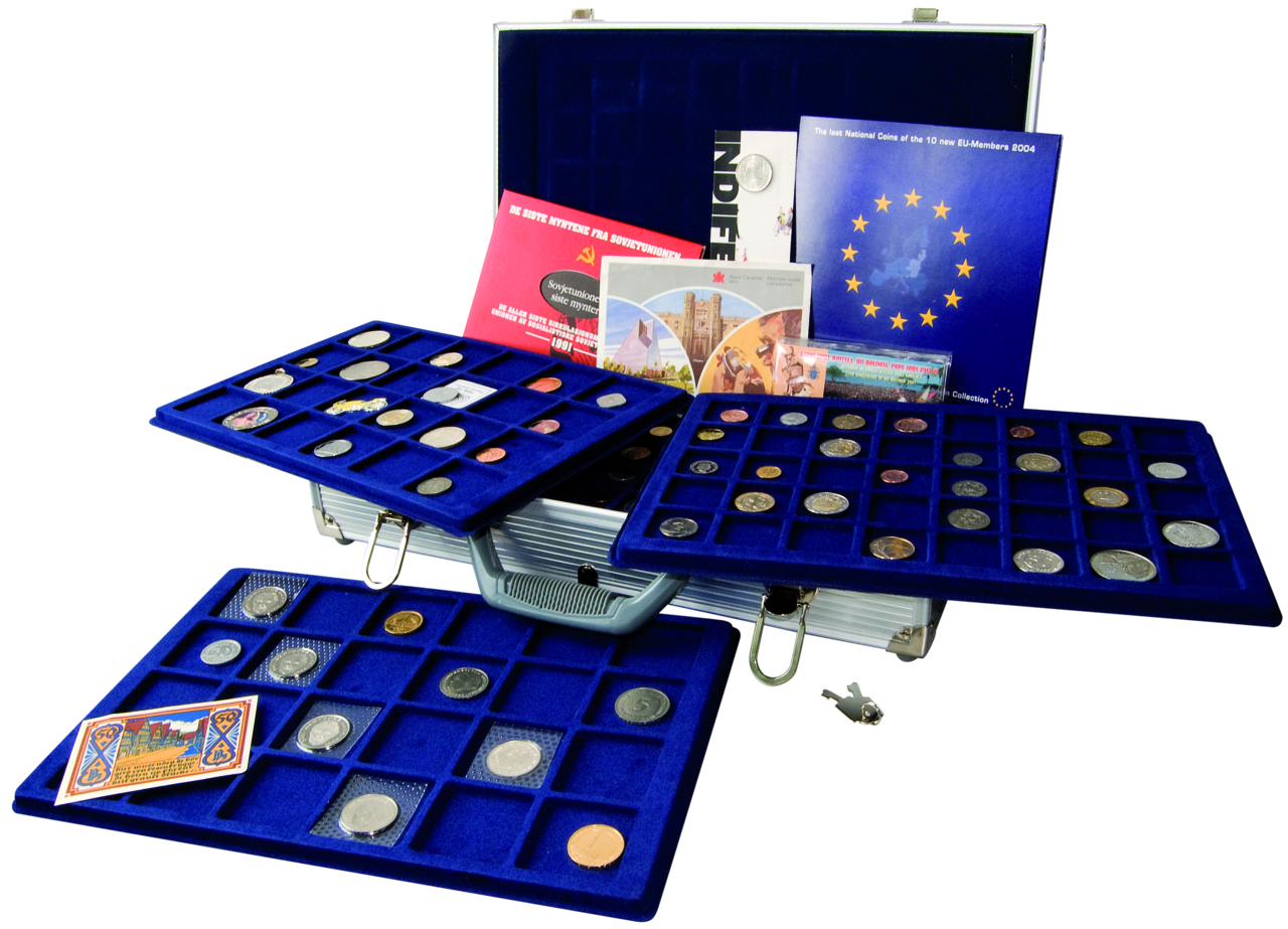 Maletín De Aluminio Para Monedas Safe 9801 | 6 Bandejas Para 200 Monedas De 19 A 41 Mm, Con 2 Llaves Y Asa De Transporte