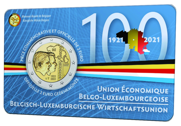 2 Euro 100 Jahre BLEU Coincard FR wallonisch - Vorderseite Münze