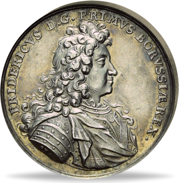 Friedrich I auf seiner Kroenung 1701 - Vorderseite Münze