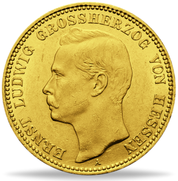Hessen 20 Mark „Großherzog Ernst Ludwig“ 1911 - Gold - Münze Vorderseite