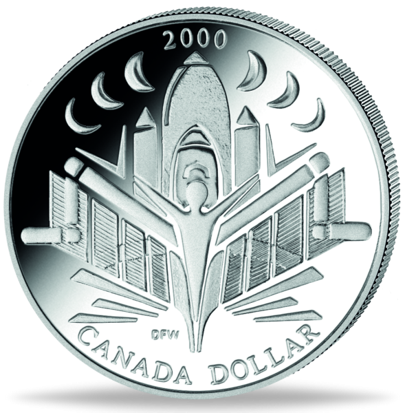 1 CAN-Dollar „Welt der Entdeckung - 2000“ - Silber - Münze Vorderseite