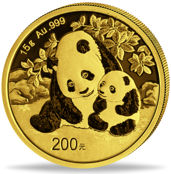 China 200 Yuan Panda 15 Gramm Gold 2024 - Münze Vorderseite