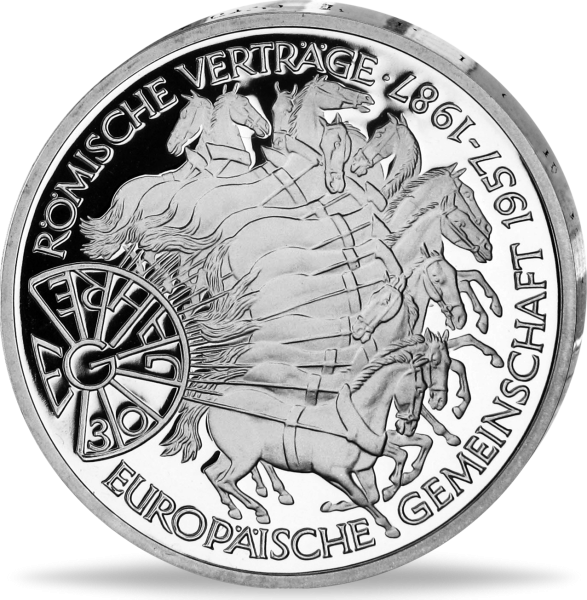 10 Deutsche Mark 1987, 30 Jahre Römische Verträge - Vorderseite BRD Münze