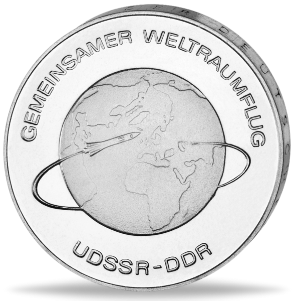 10 Mark der DDR Gemeinsamer Weltraumflug Silberprobe - Münze Vorderseite