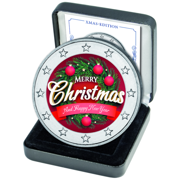 2 Euro Weihnachten mit Farbapplikation - Münze in Kassette