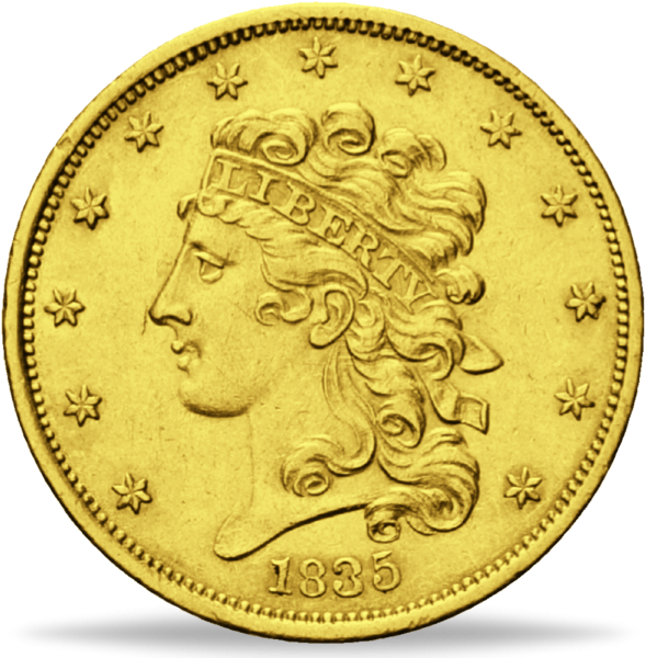 USA, 5 US-Dollar 1835, Liberty Head Typ Classic Head - Gold - Münze Vorderseite