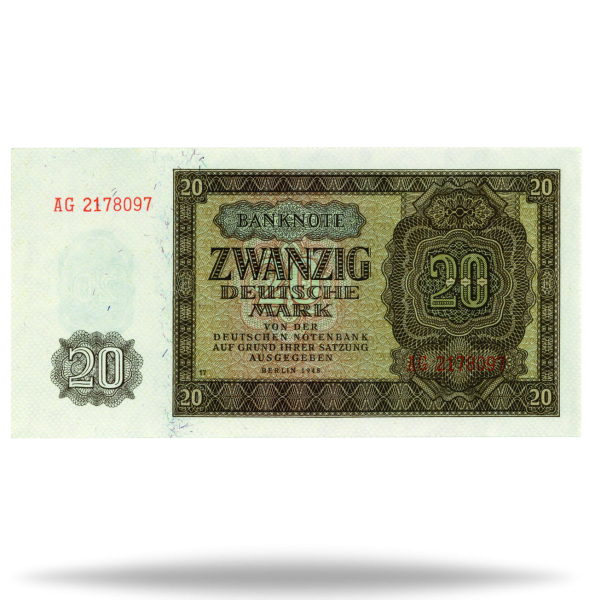 DDR, 20 Mark Banknote, 1948 - Münze Vorderseite