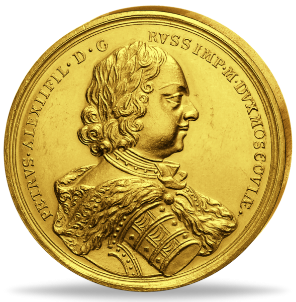 Zarenreich Russland, Gold-Gedenkprägung 1710 - Vorderseite