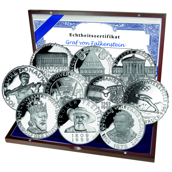 10 x 50 Oes Silbergedenkmünzen - Satz