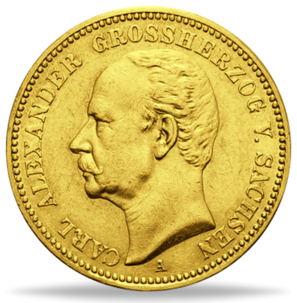 Sachsen-Weimar 20 Mark Großherzog Carl Alexander 1896 - Gold - Münze Vorderseite