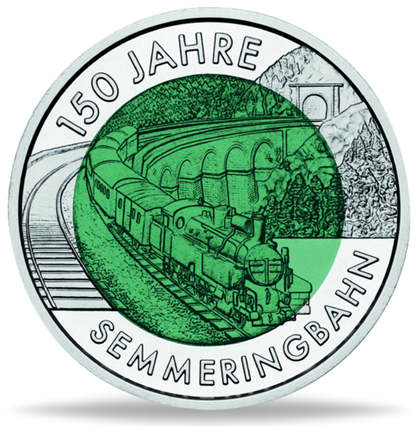 Österreich, 25 Euro Semmeringbahn, 2004, Silber-Niob-Münze - Münze Vorderseite