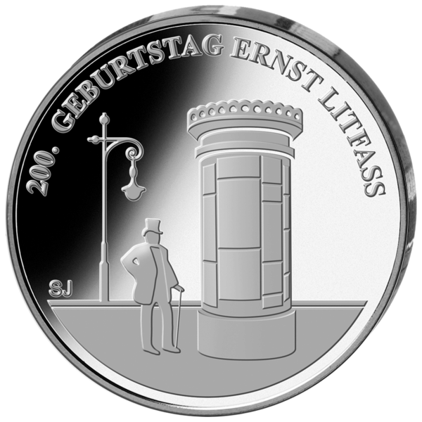 20 Euro „Ernst Litfaß“ - Polierte Platte - Münze Vorderseite