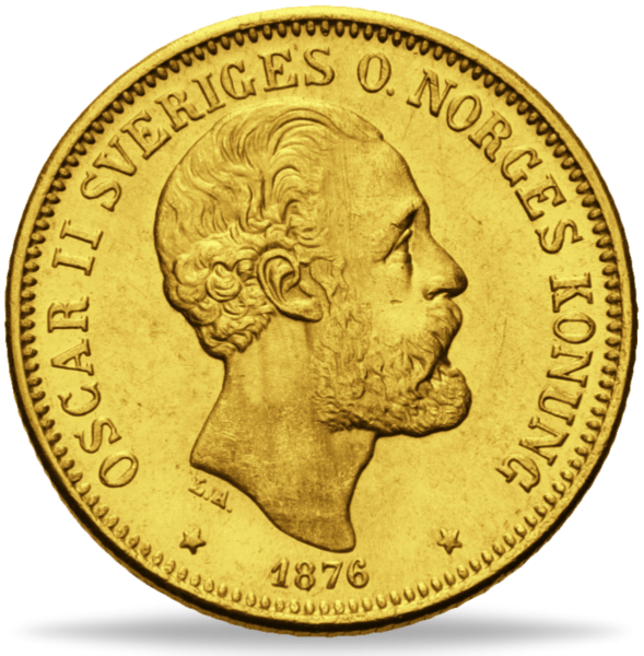 20 Schwedische Kronen 1876 Oskar II 5 Wappen - Vorderseite Münze