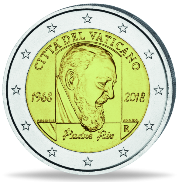2 Euro Pater Pio - Münze Vorderseite