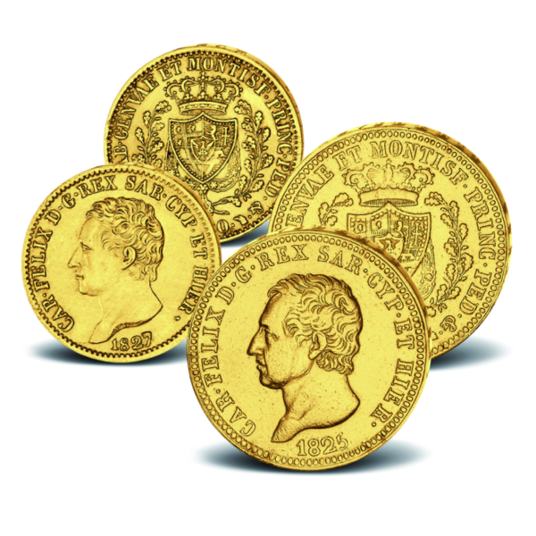 20 Lire und 40 Lire Carlo Felice Sardinien - Gruppenbild