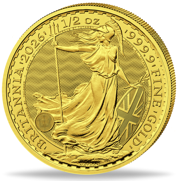 Großbritannien 50 Pfund Britannia 1/2 Unze Gold 2026 - Münze Vorderseite