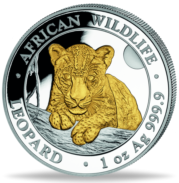 Somalia, 100 Shilling 2025 Leopard, mit Goldveredelung - Münze Vorderseite