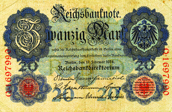 20 Mk Reichsbanknote - Vorderseite