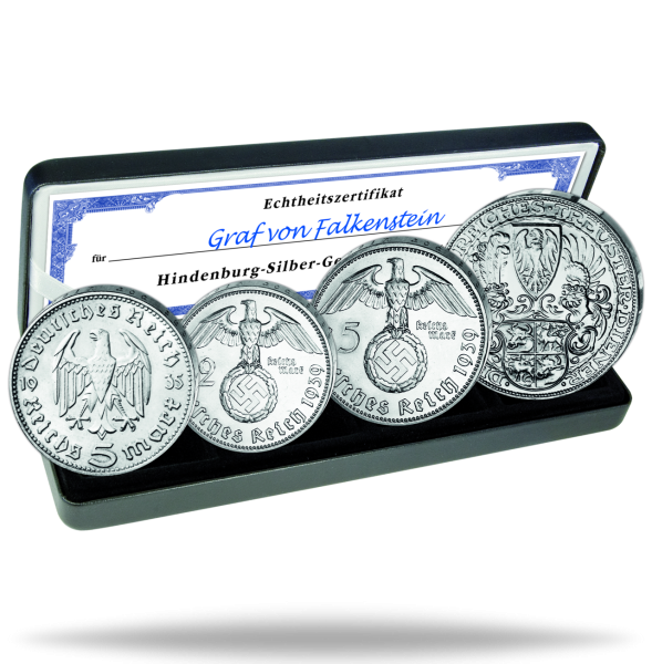 Drittes Reich, Hindenburg-Silber-Gedenk-Kollektion (4 Mz.) - Silber