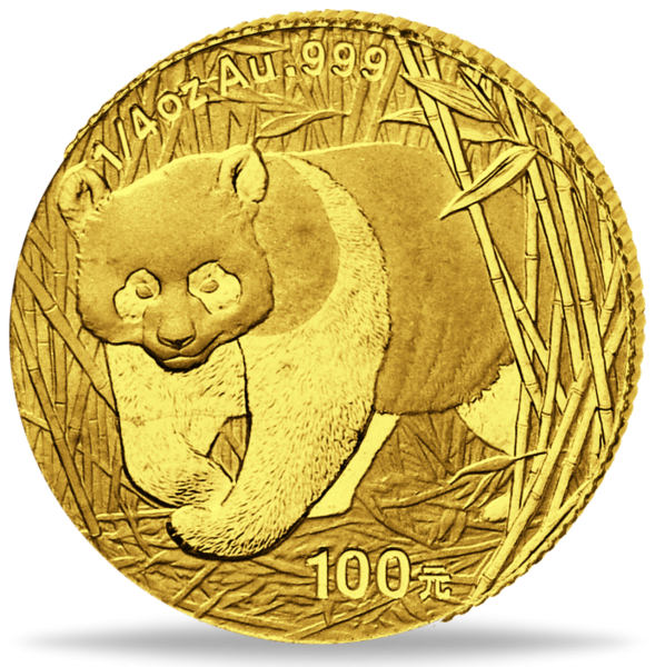 100 Yuan Panda 1/4 Unze Gold 2001 - Münze Vorderseite
