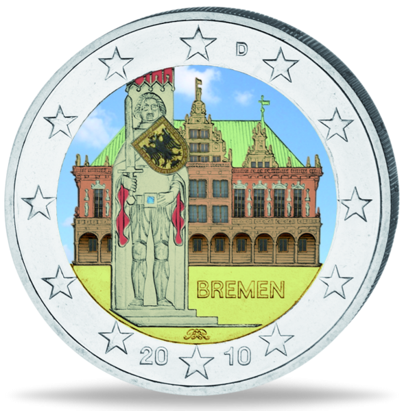 2 E Rathaus Bremen farbig - Münze Vorderseite