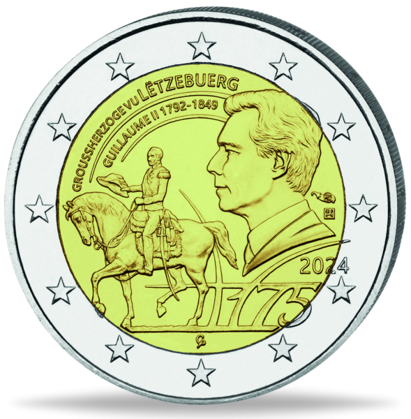 Luxemburg, 2 Euro 175. Todestag Großherzog Guillaume II. - Münze Vorderseite