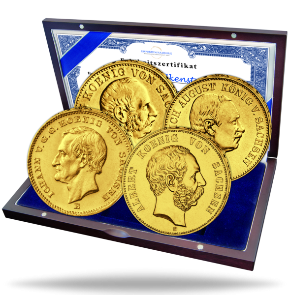 Königreich Sachsen, 10 Mk-Gold-Kollektion Könige Sachsens (4 Mz.) - Kaiserreich
