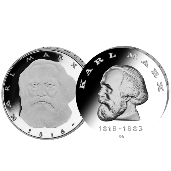 5 Deutsche Mark + 20 Mark Karl Marx - Satzbild