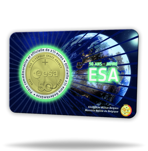 Belgien, 2,5 Euro 50 Jahre ESA, 2025, in flämischer Coincard - Vorderseite