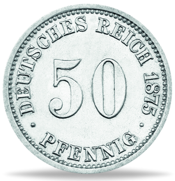 50 Pfenning 1875-1877 grosse Ziffer Jäger 7 - Silber - Münze Vorderseite