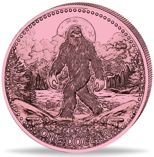 1 Dollar 2025, „Bigfoot“, 5 Unzen Kupfer - Polierte Platte - Münze Vorderseite