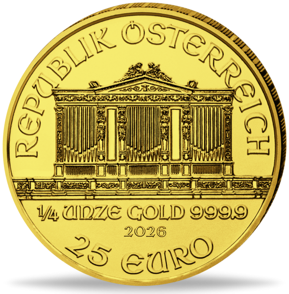 Österreich 25 Euro Philharmoniker 1/4 Unze Gold 2026 - Münze Vorderseite