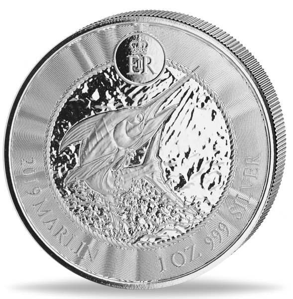 Cayman Islands, 1 Dollar Marlin 2019 1 oz Silber - Münze Vorderseite