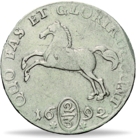 2_3 Taler 1692 J_Sachsenross - Vorderseite Münze 2_3 Taler 1692 J_Sachsenross - Vorderseite Münze