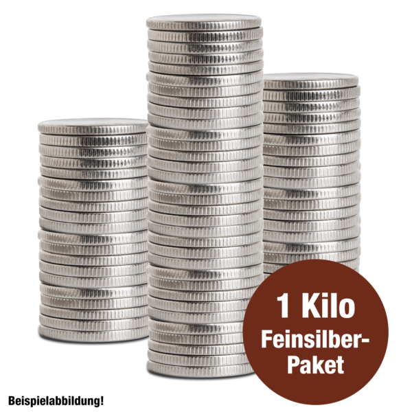 1 kg Feinsilber-Investment-Paket mit den Silbermünzen der DDR - Satzbild
