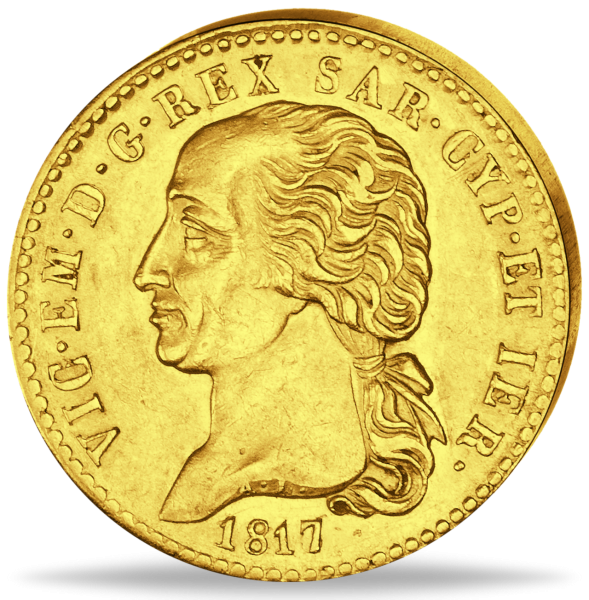 20 Lire 1816-1820, König Victor Emanuel I. - Gold Münze Vorderseite