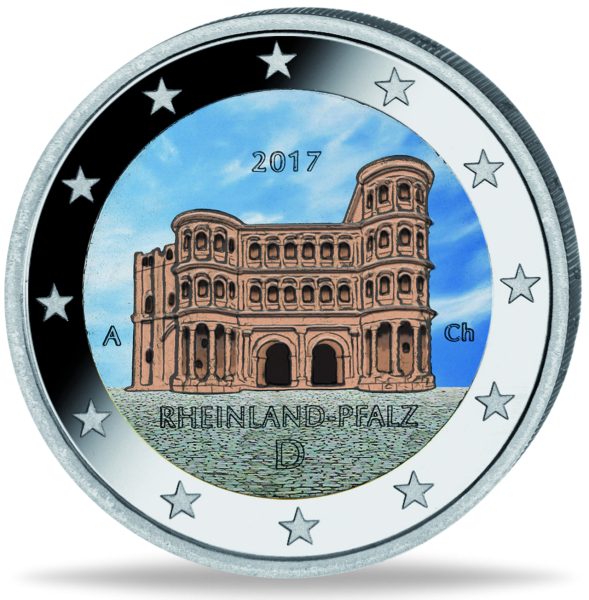 2 Euro Porta Nigra Farbe - Vorderseite Münze