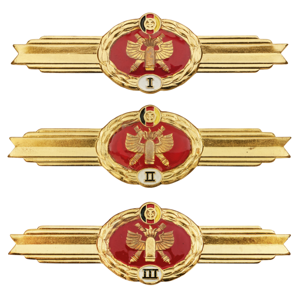 DDR, Satz Klassifizierungs-Abzeichen Artillerie I+II+III (3 Stück) - Satzbild