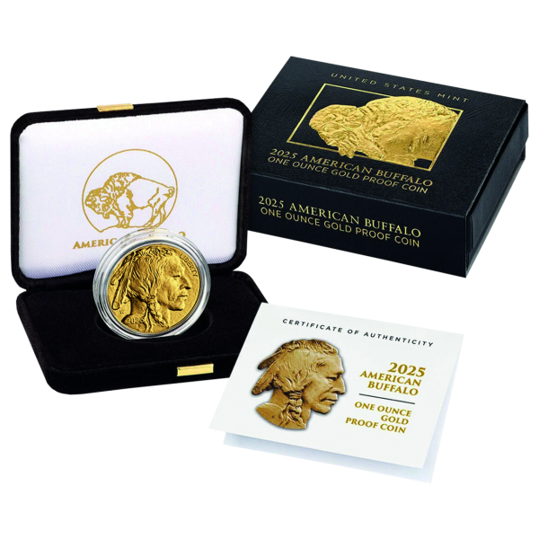 USA, 50 Dollar Büffel 2025, 1 Unze Gold, Polierte Platte - Münze inkl. Etui